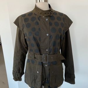 Barbour International belted waxed jacket 34